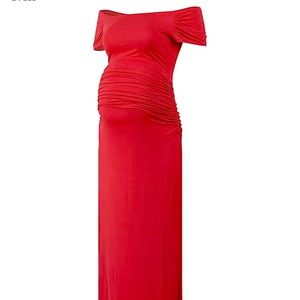 Maternity Maxi Off the shoulder short sleeve dress